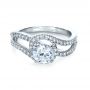 18k White Gold Diamond Split Shank Engagement Ring - Flat View -  1260 - Thumbnail
