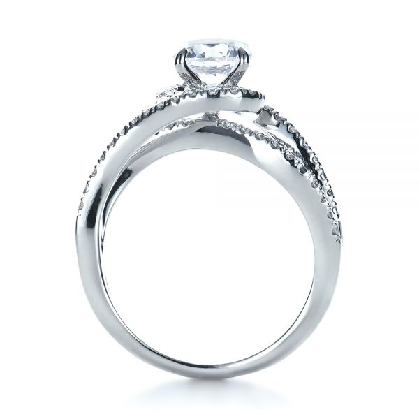 18k White Gold Diamond Split Shank Engagement Ring - Front View - 1260