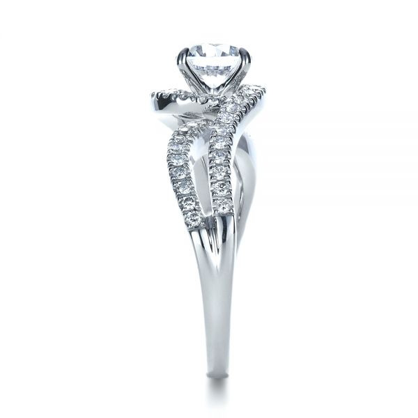 18k White Gold Diamond Split Shank Engagement Ring - Side View -  1260
