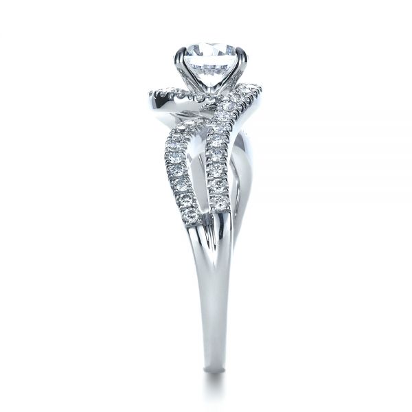 18k White Gold Diamond Split Shank Engagement Ring - Side View - 1260
