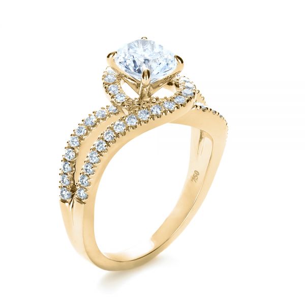 18k Yellow Gold 18k Yellow Gold Diamond Split Shank Engagement Ring - Three-Quarter View -  1260