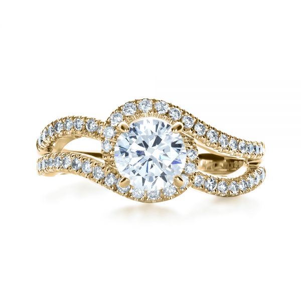 14k Yellow Gold 14k Yellow Gold Diamond Split Shank Engagement Ring - Top View - 1260