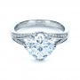  18K Gold Diamond Split Shank Engagement Ring - Flat View -  1298 - Thumbnail