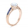 18k Rose Gold 18k Rose Gold Diamond And Blue Sapphire Engagement Ring - Three-Quarter View -  100389 - Thumbnail