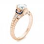 14k Rose Gold 14k Rose Gold Diamond And Blue Sapphire Engagement Ring - Three-Quarter View -  102677 - Thumbnail