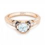 14k Rose Gold 14k Rose Gold Diamond And Blue Sapphire Engagement Ring - Flat View -  102677 - Thumbnail