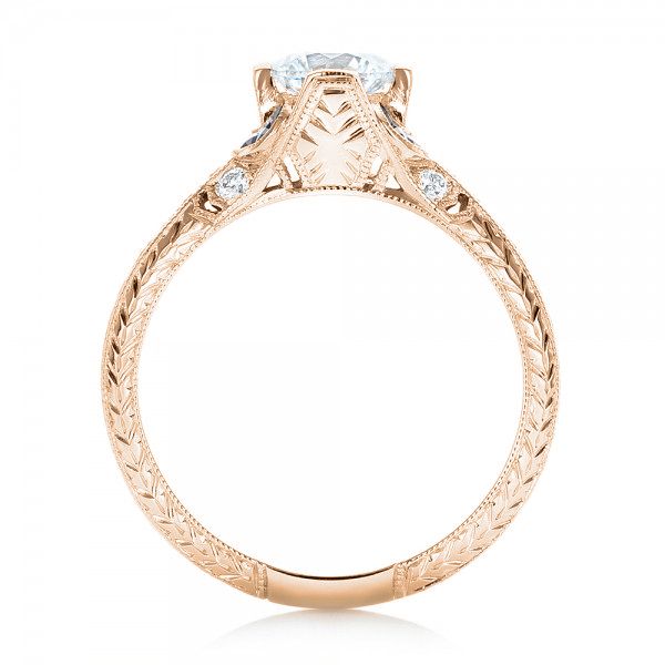 14k Rose Gold 14k Rose Gold Diamond And Blue Sapphire Engagement Ring - Front View - 102677