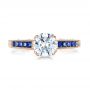 18k Rose Gold 18k Rose Gold Diamond And Blue Sapphire Engagement Ring - Top View -  100389 - Thumbnail