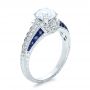 Diamond And Blue Sapphire Engagement Ring - Three-Quarter View -  100390 - Thumbnail