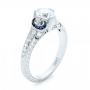 18k White Gold Diamond And Blue Sapphire Engagement Ring - Three-Quarter View -  102677 - Thumbnail