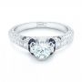14k White Gold 14k White Gold Diamond And Blue Sapphire Engagement Ring - Flat View -  102677 - Thumbnail