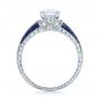 Diamond And Blue Sapphire Engagement Ring - Front View -  100390 - Thumbnail