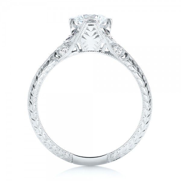  Platinum Platinum Diamond And Blue Sapphire Engagement Ring - Front View -  102677