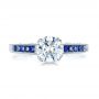 18k White Gold Diamond And Blue Sapphire Engagement Ring - Top View -  100389 - Thumbnail