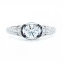 18k White Gold Diamond And Blue Sapphire Engagement Ring - Top View -  102677 - Thumbnail