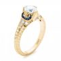 18k Yellow Gold 18k Yellow Gold Diamond And Blue Sapphire Engagement Ring - Three-Quarter View -  102677 - Thumbnail