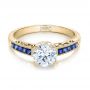 18k Yellow Gold 18k Yellow Gold Diamond And Blue Sapphire Engagement Ring - Flat View -  100389 - Thumbnail
