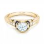 18k Yellow Gold 18k Yellow Gold Diamond And Blue Sapphire Engagement Ring - Flat View -  102677 - Thumbnail
