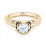 18k Yellow Gold 18k Yellow Gold Diamond And Blue Sapphire Engagement Ring - Flat View -  102677 - Thumbnail