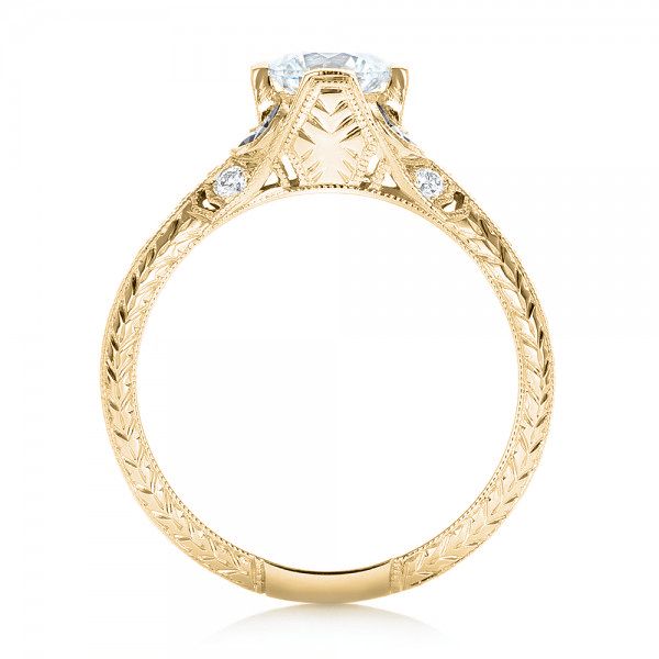 18k Yellow Gold 18k Yellow Gold Diamond And Blue Sapphire Engagement Ring - Front View -  102677