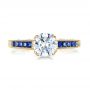 18k Yellow Gold 18k Yellow Gold Diamond And Blue Sapphire Engagement Ring - Top View -  100389 - Thumbnail