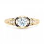 18k Yellow Gold 18k Yellow Gold Diamond And Blue Sapphire Engagement Ring - Top View -  102677 - Thumbnail