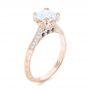 18k Rose Gold 18k Rose Gold Diamond And Blue Sapphire Knife Edge Engagement Ring - Three-Quarter View -  102116 - Thumbnail