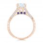 14k Rose Gold 14k Rose Gold Diamond And Blue Sapphire Knife Edge Engagement Ring - Front View -  102116 - Thumbnail