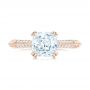 18k Rose Gold 18k Rose Gold Diamond And Blue Sapphire Knife Edge Engagement Ring - Top View -  102116 - Thumbnail
