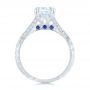 18k White Gold Diamond And Blue Sapphire Knife Edge Engagement Ring - Front View -  102116 - Thumbnail