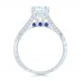 18k White Gold Diamond And Blue Sapphire Knife Edge Engagement Ring - Front View -  102116 - Thumbnail