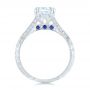  Platinum Platinum Diamond And Blue Sapphire Knife Edge Engagement Ring - Front View -  102116 - Thumbnail