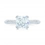 18k White Gold Diamond And Blue Sapphire Knife Edge Engagement Ring - Top View -  102116 - Thumbnail