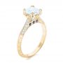 18k Yellow Gold 18k Yellow Gold Diamond And Blue Sapphire Knife Edge Engagement Ring - Three-Quarter View -  102116 - Thumbnail