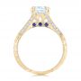 18k Yellow Gold 18k Yellow Gold Diamond And Blue Sapphire Knife Edge Engagement Ring - Front View -  102116 - Thumbnail