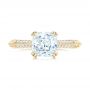 14k Yellow Gold 14k Yellow Gold Diamond And Blue Sapphire Knife Edge Engagement Ring - Top View -  102116 - Thumbnail