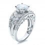  18K Gold Diamond And Filigree Engagement Ring - Vanna K - Three-Quarter View -  100109 - Thumbnail