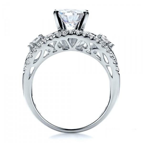  18K Gold Diamond And Filigree Engagement Ring - Vanna K - Front View -  100109