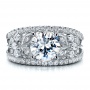  18K Gold Diamond And Filigree Engagement Ring - Vanna K - Top View -  100109 - Thumbnail