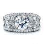  18K Gold Diamond And Filigree Engagement Ring - Vanna K - Top View -  100109 - Thumbnail