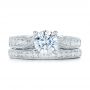 Diamond And Hand Engraved Engagement Ring With Matching Wedding Band - Kirk Kara - Side View -  1274 - Thumbnail