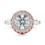 14k Rose Gold 14k Rose Gold Diamond And Ruby Halo Engagement Ring - Top View -  105160 - Thumbnail