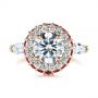 14k Rose Gold 14k Rose Gold Diamond And Ruby Halo Engagement Ring - Top View -  105160 - Thumbnail
