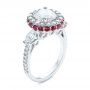  Platinum Diamond And Ruby Halo Engagement Ring - Three-Quarter View -  105160 - Thumbnail