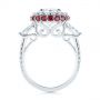  Platinum Diamond And Ruby Halo Engagement Ring - Front View -  105160 - Thumbnail