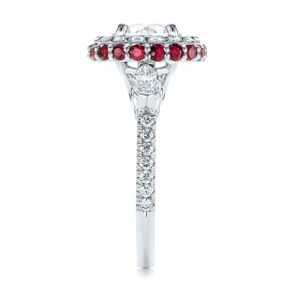 Diamond and Ruby Halo Engagement Ring - Image