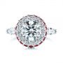  Platinum Diamond And Ruby Halo Engagement Ring - Top View -  105160 - Thumbnail