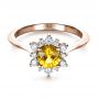 18k Rose Gold 18k Rose Gold Diamond And Yellow Sapphire Engagement Ring - Flat View -  1403 - Thumbnail