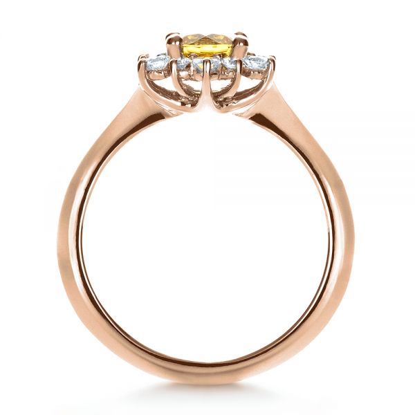 18k Rose Gold 18k Rose Gold Diamond And Yellow Sapphire Engagement Ring - Front View -  1403