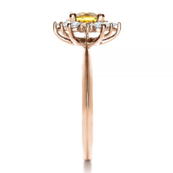 18k Rose Gold 18k Rose Gold Diamond And Yellow Sapphire Engagement Ring - Side View -  1403